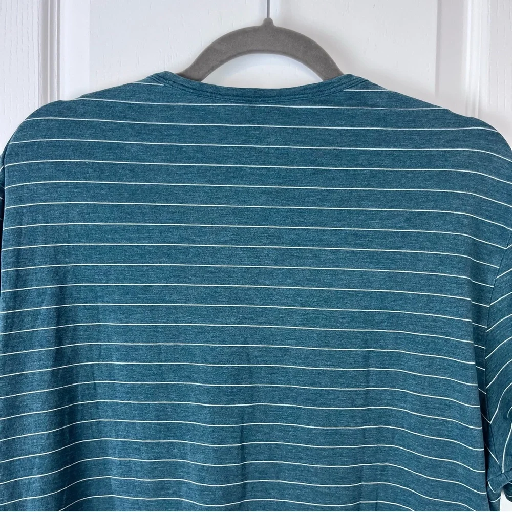 Men’s Lululemon 5 Year Basic Tee Short Sleeve Stripe Heathered Emerald Large